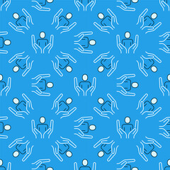 Poster - Hands with Man vector concept blue seamless pattern