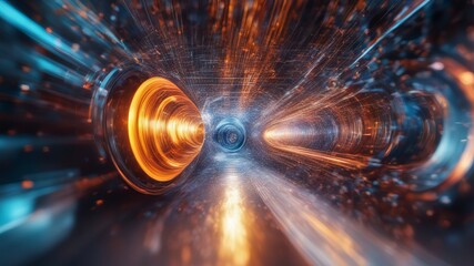Wall Mural - abstract art concept, proton on the verge of neutron collision, around a thread of dark matter and e