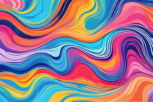 Abstract Marbled Acrylic Paint Ink Painted Waves Painting Texture Colorful Background Banner - Bold Colors, Rainbow Color Swirls Wave Generative AI