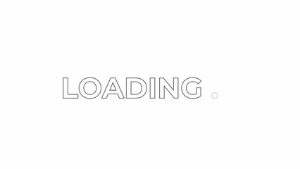 Poster - Outlined upper case black and white loading text animation. Montserrat Bold font used, monochromatic 2D cartoon 4K video loader motion graphic. Loading screen, ui design, animated uploader gif