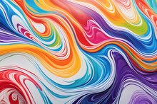 Abstract Marbled Acrylic Paint Ink Painted Waves Painting Texture Colorful Background Banner - Bold Colors, Rainbow Color Swirls Wave Generative AI
