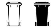 Ofvs448 OutlineFilledVectorSign Ofvs - Garbage Can Vector Icon . Rubbish Bin Sign . Front View . Isolated Transparent . Black Outline And Filled Version . AI 10 / EPS 10 / PNG . G11789