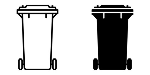 Canvas Print - ofvs448 OutlineFilledVectorSign ofvs - garbage can vector icon . rubbish bin sign . front view . isolated transparent . black outline and filled version . AI 10 / EPS 10 / PNG . g11789