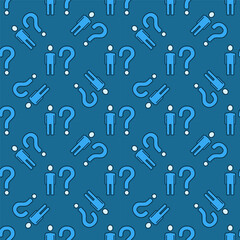 Poster - Question Mark and Man vector concept blue seamless pattern