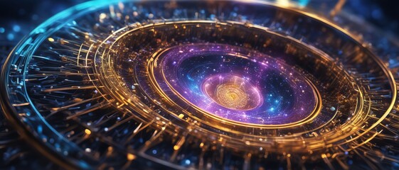 Wall Mural - abstract art concept of quantum world, quantum mini universe contained in a quantum micro particle