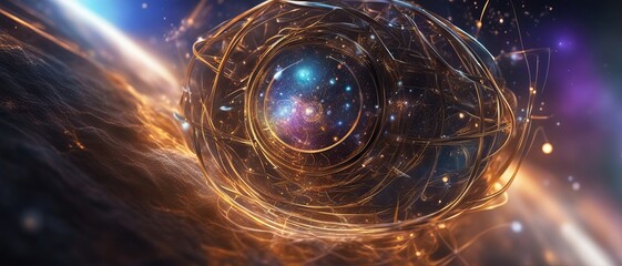 Wall Mural - abstract art concept of the quantum world, a quantum particle containing the whole universe looks li