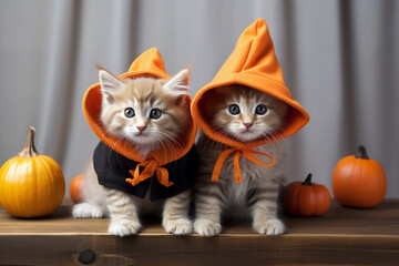 halloween cat and pumpkin