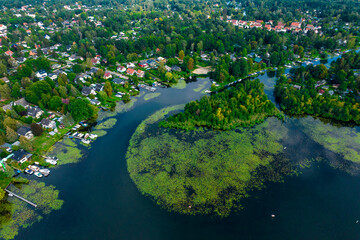 Wall Mural - AerialView of lake and national park Muggelsee in Germany