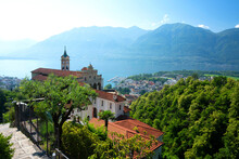 The Sanctuary Of Madonna Del Sasso Overlooking Locarno, Ticino, Switzerland