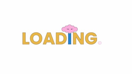 Poster - Surreal cloud seeing eyes line 2D loading animation. Psychedelic day dreaming abstract animated cartoon linear concept 4K video loader motion graphic. Fantasy dream fluffy download process gif