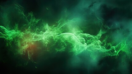 Poster -  a green and black background with a red light in the center.  generative ai