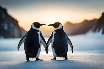 Canvas Print - penguins in the snow