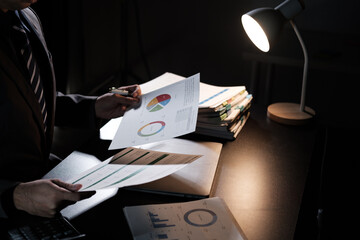 Aufkleber - Business woman working in finance and accounting Analyze financial budget in the office