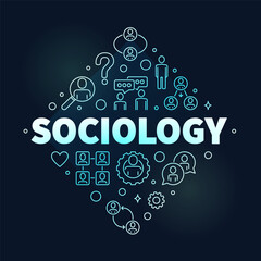 Poster - Sociology vector Patterns of Social Relationships concept modern outline banner
