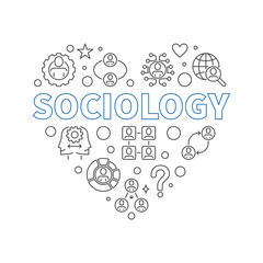 Poster - Sociology Heart outline banner - Social Interaction vector minimal background