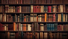 Old Books In A Library Background Generative AI