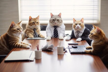 Business Cat  Meeting Working In The Office.