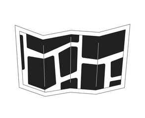 Fototapete - Paper map monochrome flat vector object. Geography. Mapping location. Editable black and white thin line icon. Simple cartoon clip art spot illustration for web graphic design