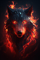  Wolf In Fire Red Eyes as Nature Spirit made with Generative AI