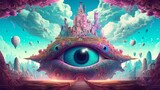 all seeing eye psychedelic surrealism.Generative AI