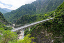 Suspension Bridge Cross The Liwu River In Hualien Taroko Gorge