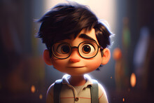 3D Cartoon Of Cute Boy Kid