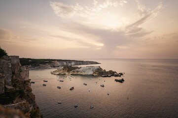 Poster - Port of The Isole Tremiti small archipelago with tourist boats, at sunset