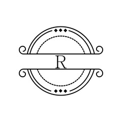 Sticker - Elegant Circular Luxury Logo Alphabet R