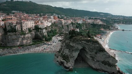 Sticker - Drone shot over The Natural Cave Of Santa Maria Island Tropea, Italy