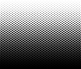 Wall Mural - Disappearing seamless halftone vector background. Filled with black stars. Long fadeout