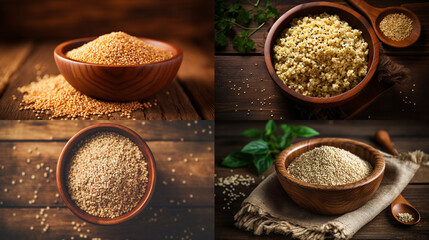 Poster - spices and herbs on wooden background