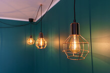 Beautiful Copper Hanging Lamps With Decorative Bulbs