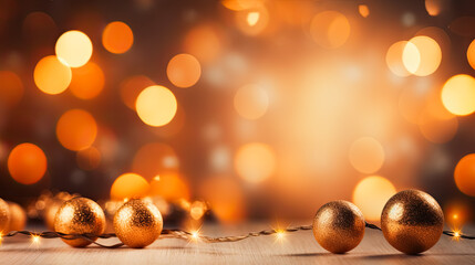 Sticker - Sparkling Golden Christmas Ornaments - Decoration Defocused Bokeh Background