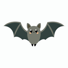 Simple cartoon concept bat icon. Bat flying with open wings, halloween symbol. Isolated vector illustration.