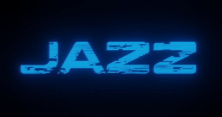 Poster - 3d rendered animation of a JAZZ neon blue sign on a black background