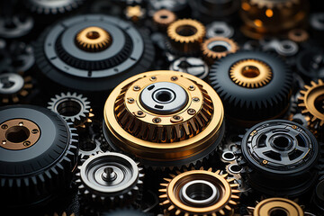 Poster - set of gears, representing mechanics, machinery, and precision. generative ai.