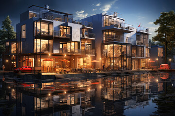 Poster - depicting the real estate and construction industry concept, highlighting the various elements assoc