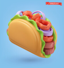 Wall Mural - Tacos 3d cartoon vector icon