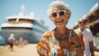 Island Hopping Bliss: Elderly Woman Embraces Caribbean Cruise Getaway