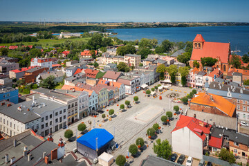 Wall Mural - Architecture of the market square of Puck  town at summer, Poland