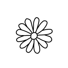 Wall Mural - A set of hand drawn doodle style daisy flowers in simple black line