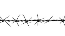 Isolated Barb Wire Fence On White Background. Silhouette Concept