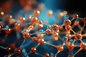 Poster - Abstract representation of a molecular structure. Generative Ai.