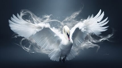 Aufkleber - Floating swan down symbolizes purity gentleness and celestial visits. silhouette concept