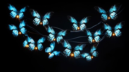 Aufkleber - Black background with butterfly lights. silhouette concept