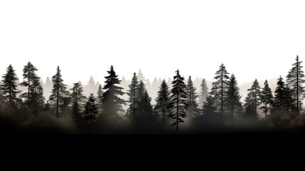 Wall Mural - hd treeline on white background. silhouette concept