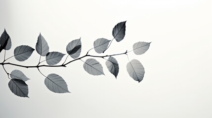 Sticker - Leaf tree shadows appearing blurred against a bright gray backdrop. silhouette concept