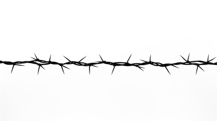 Poster - Isolated barb wire fence on white background. silhouette concept