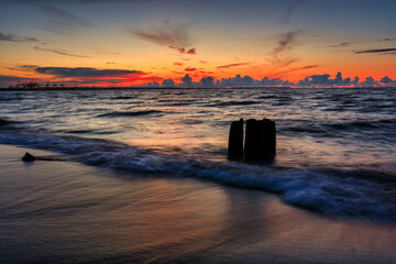 Wall Mural - Amazing sunset on the beach at Baltic Sea in Gdansk, Poland