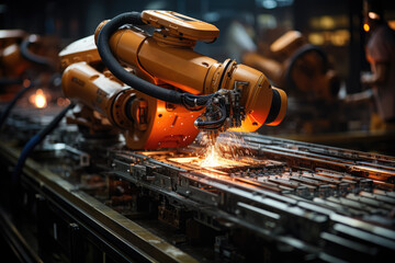 Poster - Robotics revolutionizing manufacturing and assembly processes. Generative Ai.